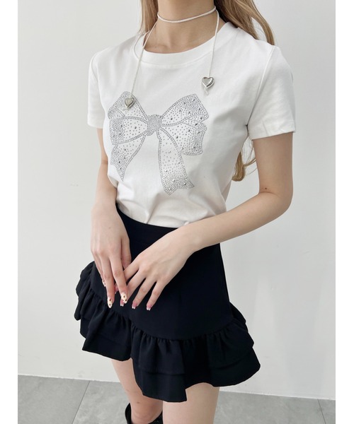 PHILLY（フィリー）の「【プチプラ\2199★】リボンストーンロゴTシャツ（Tシャツ/カットソー・レディース・ホワイト/ブラック・FREE）」の4枚目の写真