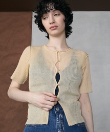 le ELMi | Sheer rib hole half sleeve cardigan / シアー リブ ホール ハーフスリーブ カーディガン(カーディガン/ボレロ)