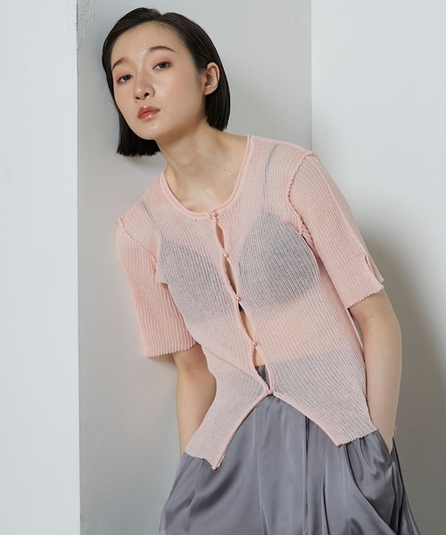 カーディガン 2way Sheer Mohair Half Sleeve Knitwear/2WAYシアーモヘアハーフスリーブニット「MAISON S SALE】2way Sheer Mohair Half Sleeve Knitwear