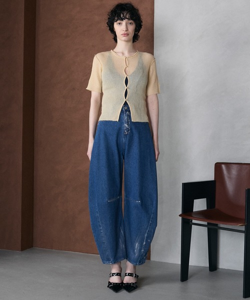 le ELMi(ルエルミ)の「Sheer rib hole half sleeve cardigan / シアー リブ ホール ハーフスリーブ カーディガン(カーディガン/ボレロ・レディース・ブラック/ベージュ/ピンク/ブルー・FREE)」の11枚目の写真