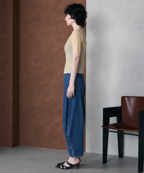 le ELMi(ルエルミ)の「Sheer rib hole half sleeve cardigan / シアー リブ ホール ハーフスリーブ カーディガン(カーディガン/ボレロ・レディース・ブラック/ベージュ/ピンク/ブルー・FREE)」の12枚目の写真