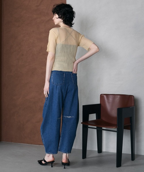 le ELMi(ルエルミ)の「Sheer rib hole half sleeve cardigan / シアー リブ ホール ハーフスリーブ カーディガン(カーディガン/ボレロ・レディース・ブラック/ベージュ/ピンク/ブルー・FREE)」の16枚目の写真