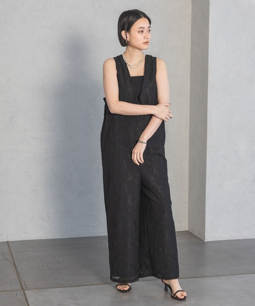 A part by（アパートバイ）の「レースＶサロペット（サロペット/オーバーオール・レディース・オフホワイト/ブラック・FREE）」の10枚目の写真