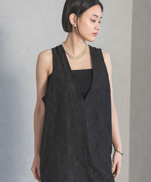 A part by（アパートバイ）の「レースＶサロペット（サロペット/オーバーオール・レディース・オフホワイト/ブラック・FREE）」の15枚目の写真