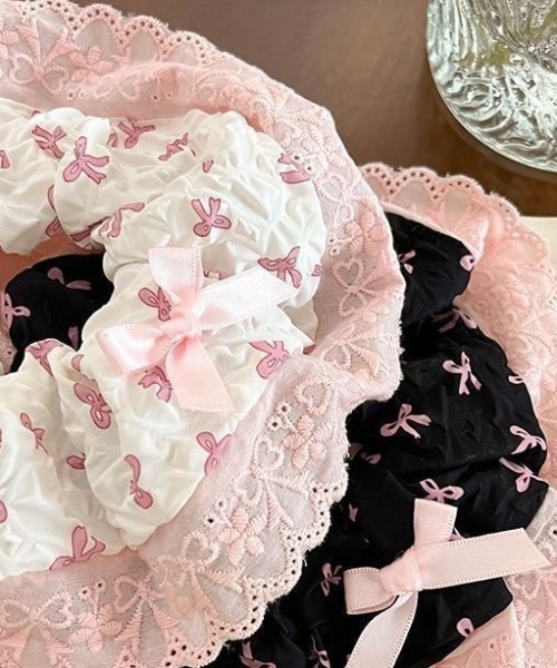 ジュリ様 シュシュ フラワー チュール レース フリル ボリューム