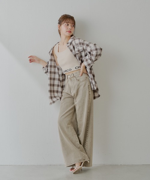 Chico(チコ)の「【ZOZO限定】2WAYオーバーチェックシャツ(シャツ/ブラウス・レディース・ブラック/ネイビー/ブラウン/ピンク/ベージュ/ベージュ系その他・FREE)」の15枚目の写真