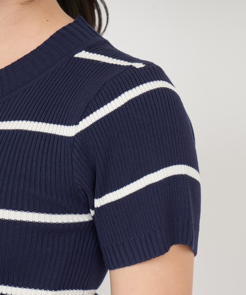 ROYAL PARTY(ロイヤルパーティー)の「ウォッシャブルコンパクト半袖ニットトップス(ニット/セーター・レディース・グレー/レッド/ブラック/マルチ/オフホワイト・FREE)」の22枚目の写真