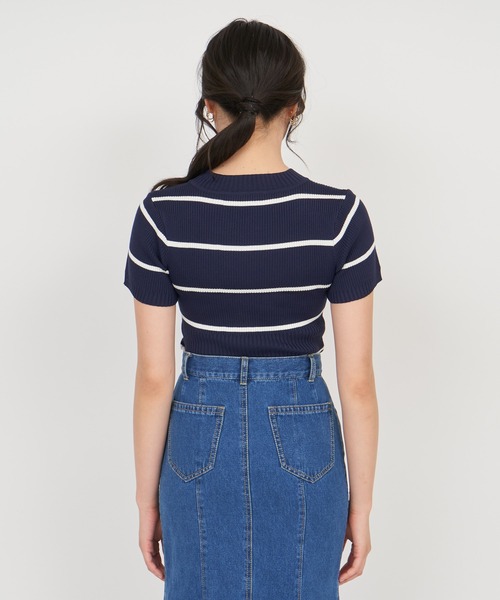 ROYAL PARTY(ロイヤルパーティー)の「ウォッシャブルコンパクト半袖ニットトップス(ニット/セーター・レディース・グレー/レッド/ブラック/マルチ/オフホワイト・FREE)」の14枚目の写真