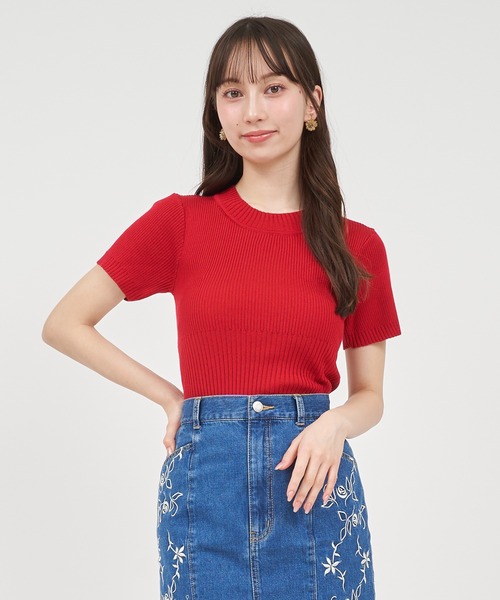 ROYAL PARTY(ロイヤルパーティー)の「ウォッシャブルコンパクト半袖ニットトップス(ニット/セーター・レディース・グレー/レッド/ブラック/マルチ/オフホワイト・FREE)」の17枚目の写真