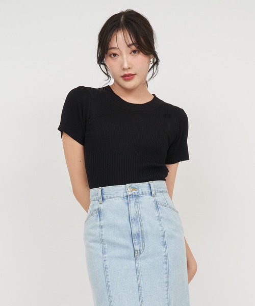 ROYAL PARTY(ロイヤルパーティー)の「ウォッシャブルコンパクト半袖ニットトップス(ニット/セーター・レディース・グレー/レッド/ブラック/マルチ/オフホワイト・FREE)」の11枚目の写真