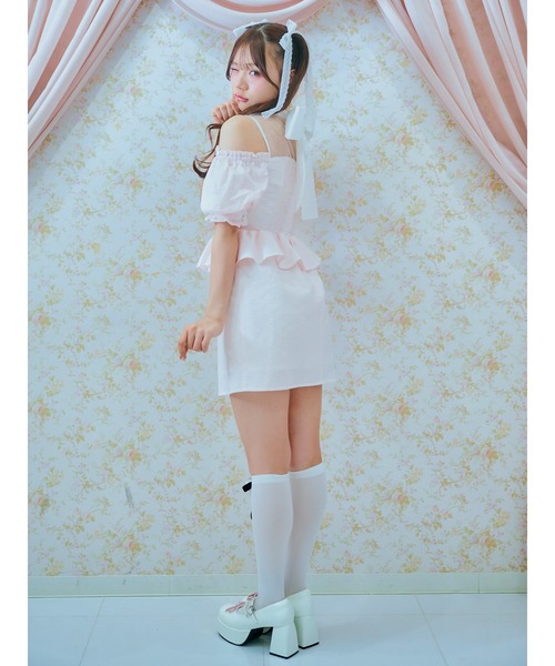 Me roir(ミーロワール)の「レースペプラムワンピース(ワンピース・レディース・ブルー/ピンク/ホワイト・M)」の8枚目の写真