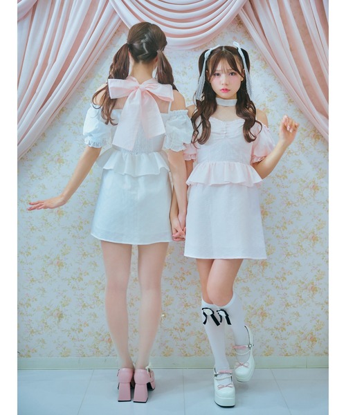 Me roir(ミーロワール)の「レースペプラムワンピース(ワンピース・レディース・ブルー/ピンク/ホワイト・M)」の10枚目の写真