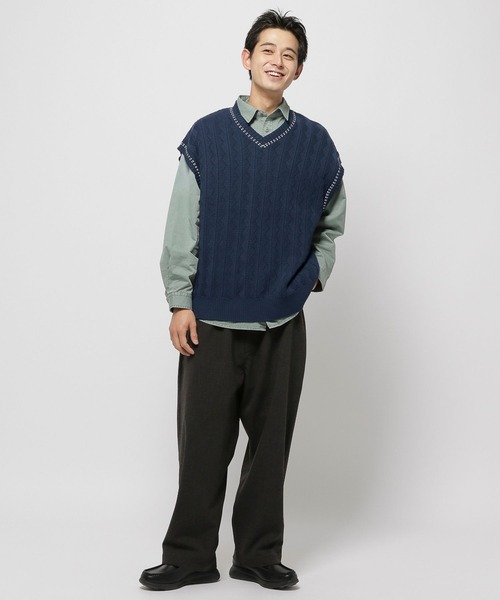 niko and...（ニコアンド）の「地柄ニットベスト（ベスト・メンズ・ネイビー/ベージュ・LARGE/MEDIUM）」の15枚目の写真