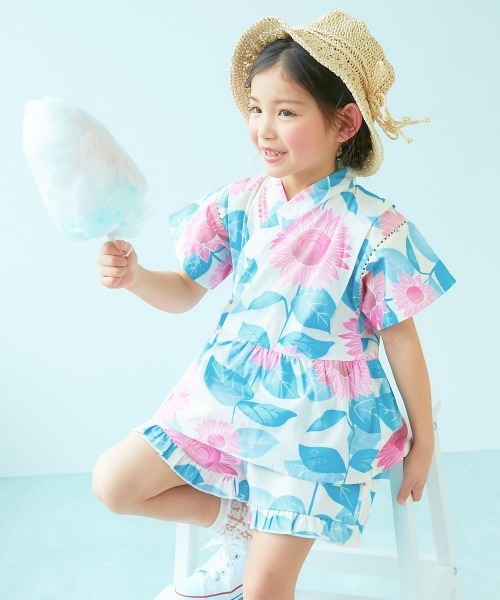 devirock(デビロック)の「えらべるデザイン ペプラム ガールズ甚平(浴衣・キッズ・ピンク系その他/ブルー系その他2/ブルー系その他3/ブルー系その他/ピンク系その他2/パープル系その他/ホワイト系その他・90cm/100cm/110cm/120cm/130cm/140cm/150cm/160cm)」の2枚目の写真