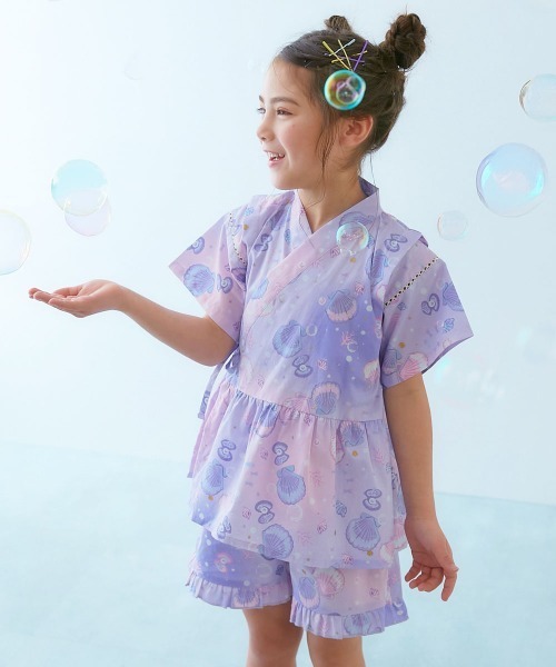 devirock(デビロック)の「えらべるデザイン ペプラム ガールズ甚平(浴衣・キッズ・ピンク系その他/ブルー系その他2/ブルー系その他3/ブルー系その他/ピンク系その他2/パープル系その他/ホワイト系その他・90cm/100cm/110cm/120cm/130cm/140cm/150cm/160cm)」の5枚目の写真