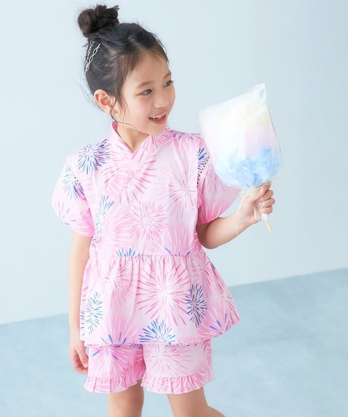 devirock(デビロック)の「えらべるデザイン ペプラム ガールズ甚平(浴衣・キッズ・ピンク系その他/ブルー系その他2/ブルー系その他3/ブルー系その他/ピンク系その他2/パープル系その他/ホワイト系その他・90cm/100cm/110cm/120cm/130cm/140cm/150cm/160cm)」の6枚目の写真