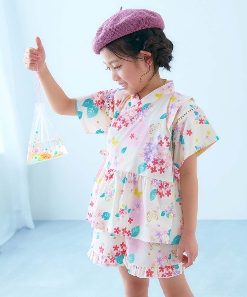 devirock(デビロック)の「えらべるデザイン ペプラム ガールズ甚平(浴衣・キッズ・ピンク系その他/ブルー系その他2/ブルー系その他3/ブルー系その他/ピンク系その他2/パープル系その他/ホワイト系その他・90cm/100cm/110cm/120cm/130cm/140cm/150cm/160cm)」の7枚目の写真