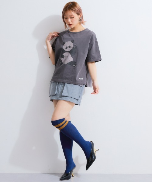 TTOL(トール)の「ピグメント染アニマルプリントTシャツ(Tシャツ/カットソー・レディース・チャコールグレー/アイボリー・M/L/LL)」の12枚目の写真