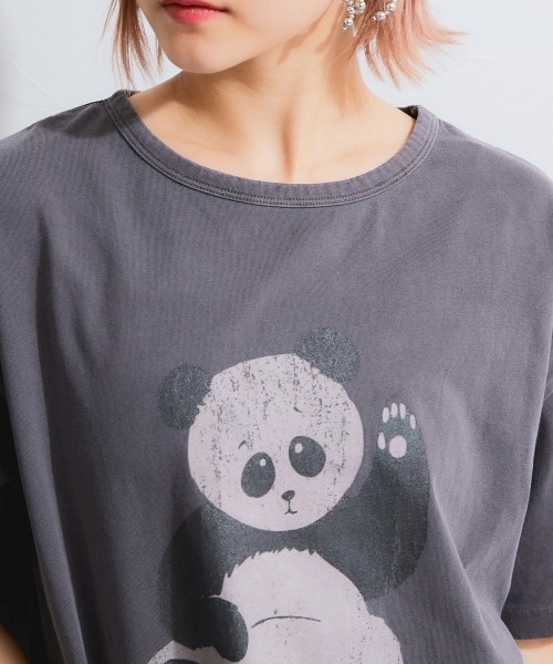 TTOL(トール)の「ピグメント染アニマルプリントTシャツ(Tシャツ/カットソー・レディース・チャコールグレー/アイボリー・M/L/LL)」の16枚目の写真
