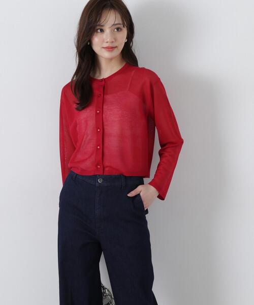 PROPORTION BODY DRESSING（プロポーションボディドレッシング）の「シアークルーネックカーディガン / 1215174401（カーディガン/ボレロ・レディース・ブラック/ホワイト/ブラウン/レッド・FREE）」の14枚目の写真