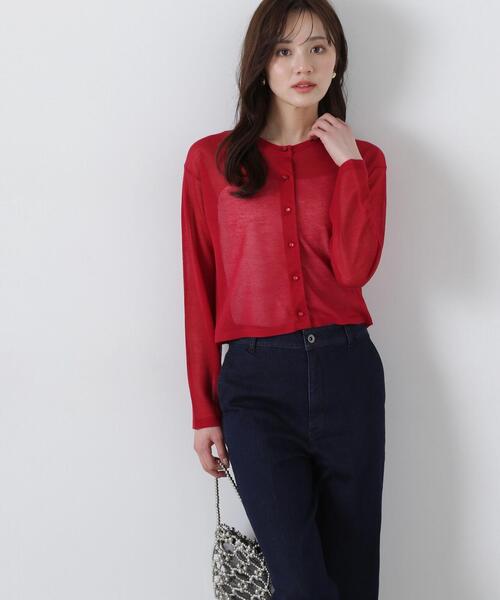 PROPORTION BODY DRESSING（プロポーションボディドレッシング）の「シアークルーネックカーディガン / 1215174401（カーディガン/ボレロ・レディース・ブラック/ホワイト/ブラウン/レッド・FREE）」の4枚目の写真