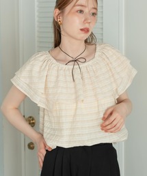 hinari | シアーチェックフリルカラーブラウス(シャツ/ブラウス)