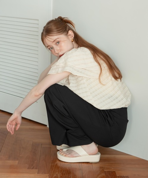 hinari（ヒナリ）の「シアーチェックフリルカラーブラウス（シャツ/ブラウス・レディース・アイボリー/ブラック・FREE）」の14枚目の写真