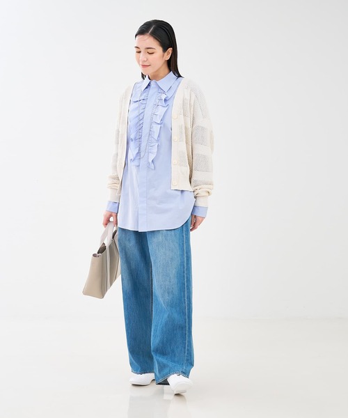 collex（コレックス）の「レーシーボーダーVネックカーディガン（カーディガン/ボレロ・レディース・ネイビー/キャメル/アイボリー・フリー）」の10枚目の写真