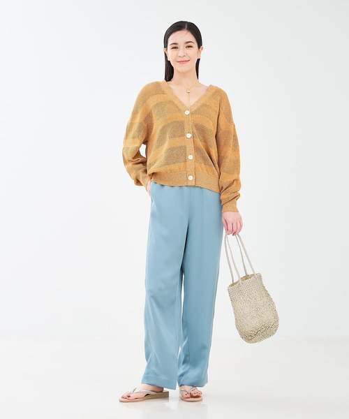 collex（コレックス）の「レーシーボーダーVネックカーディガン（カーディガン/ボレロ・レディース・ネイビー/キャメル/アイボリー・フリー）」の9枚目の写真