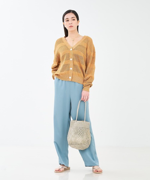 collex（コレックス）の「レーシーボーダーVネックカーディガン（カーディガン/ボレロ・レディース・ネイビー/キャメル/アイボリー・フリー）」の8枚目の写真