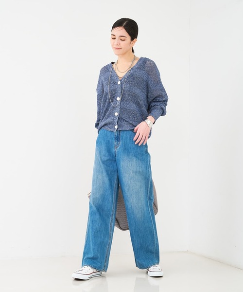 collex（コレックス）の「レーシーボーダーVネックカーディガン（カーディガン/ボレロ・レディース・ネイビー/キャメル/アイボリー・フリー）」の7枚目の写真