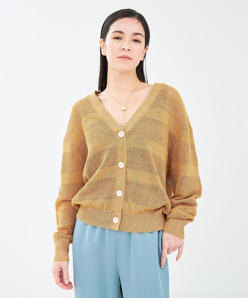 collex（コレックス）の「レーシーボーダーVネックカーディガン（カーディガン/ボレロ・レディース・ネイビー/キャメル/アイボリー・フリー）」の20枚目の写真