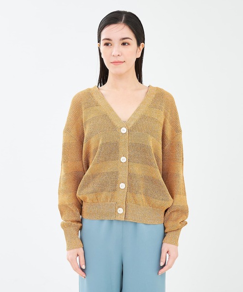 collex（コレックス）の「レーシーボーダーVネックカーディガン（カーディガン/ボレロ・レディース・ネイビー/キャメル/アイボリー・フリー）」の22枚目の写真