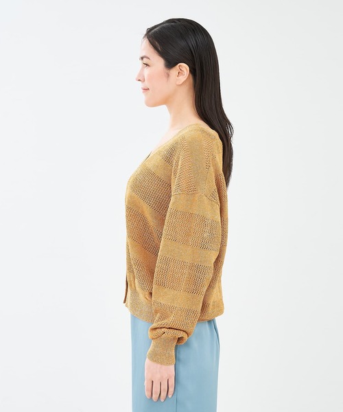 collex（コレックス）の「レーシーボーダーVネックカーディガン（カーディガン/ボレロ・レディース・ネイビー/キャメル/アイボリー・フリー）」の19枚目の写真