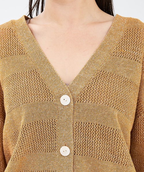 collex（コレックス）の「レーシーボーダーVネックカーディガン（カーディガン/ボレロ・レディース・ネイビー/キャメル/アイボリー・フリー）」の17枚目の写真