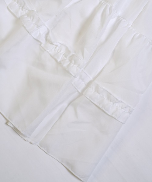 shopnikoniko（ショップニコニコ）の「ロングスカート 白 黒 フリル ティアード ロング ボリューム スカート（スカート・レディース・ホワイト/ブラック・フリー）」の4枚目の写真