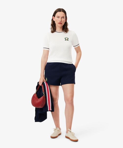 LACOSTE(ラコステ)の「エンブレム刺繍 フレンチメイドメッシュニット半袖Tシャツ(ニット/セーター・レディース・ホワイト・40/38/36/34)」の6枚目の写真