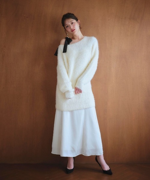 LANTINAM（ランティナム）の「Feather Knit-フェザーニット　オーバーニット（ニット/セーター・レディース・ホワイト・FREE）」の2枚目の写真