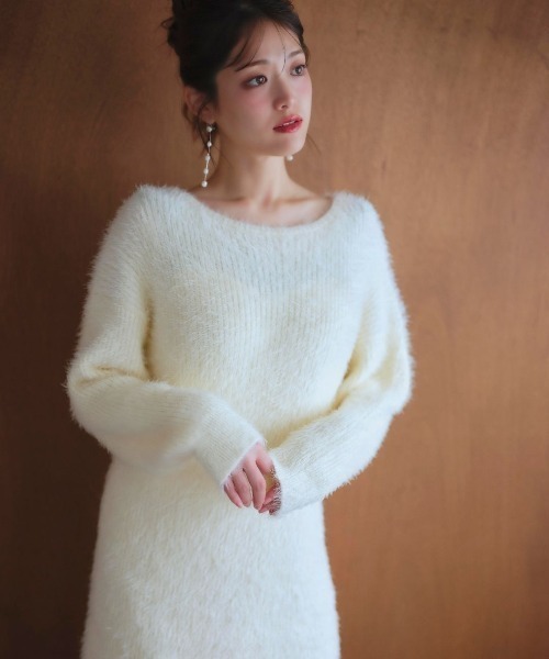 LANTINAM（ランティナム）の「Feather Knit-フェザーニット　オーバーニット（ニット/セーター・レディース・ホワイト・FREE）」の5枚目の写真