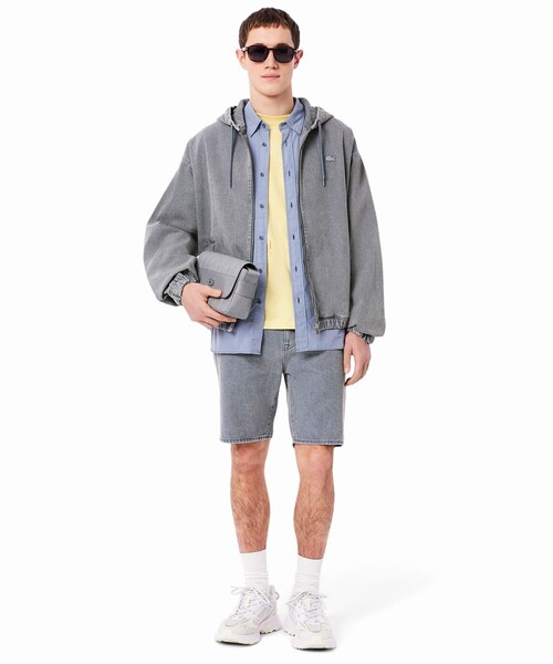 LACOSTE（ラコステ）の「ボリュームスリーブ ナチュラルピグメントダイ ジップアップ デニムフーディー / ヴィンテージ加工パーカー（パーカー・メンズ・グレー・46/48/50/52）」の12枚目の写真