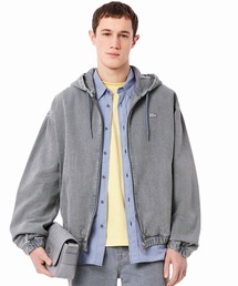 LACOSTE | ボリュームスリーブ ナチュラルピグメントダイ ジップアップ デニムフーディー / ヴィンテージ加工パーカー(パーカー)