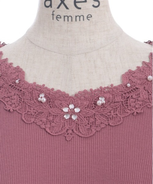 axes femme（アクシーズファム）の「吸水速乾フラワーレースタンク（タンクトップ・レディース・ブラック/レッド/ブルー/イエロー/キナリ/サックスブルー・FREE）」の18枚目の写真