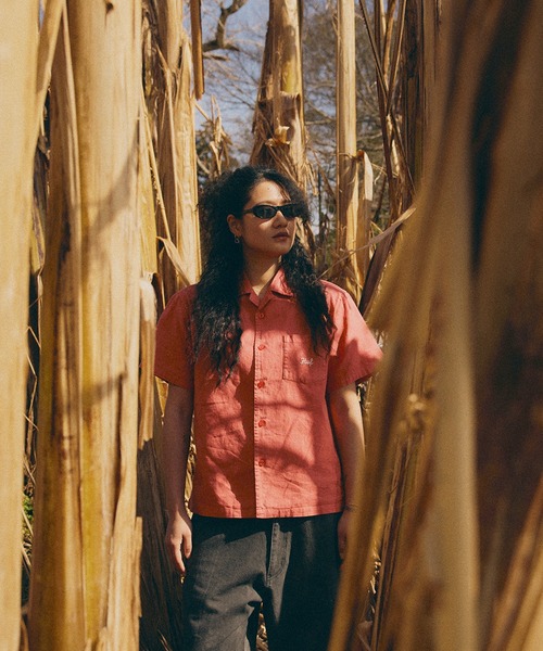 HUF : キャンプカラー半袖シャツ HUF(ハフ) / PIGMENT DYED CAMP SHIRT/半袖シャツ/L/コットン