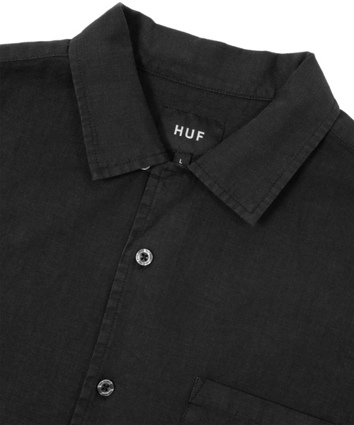 HUF : キャンプカラー半袖シャツ HUF GARDEN CENTER PIGMENT DYED CAMP SHIRT / HUF ヘンプ 半袖
