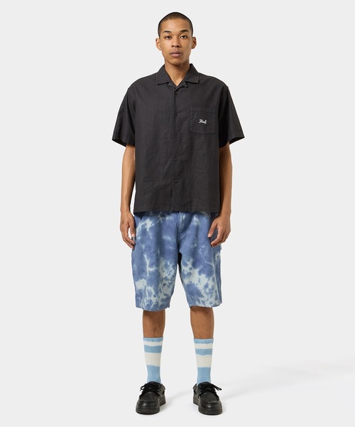 HUF : キャンプカラー半袖シャツ HUF GARDEN CENTER PIGMENT DYED CAMP SHIRT / HUF ヘンプ 半袖