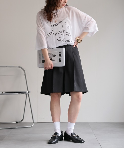 ap retro(アプレトロ)の「【セットアップ対応】リネンタッチセンタープレスショートパンツ / ハーフパンツ(その他パンツ・レディース・グレイッシュベージュ/ネイビー/ブラック・FREE)」の10枚目の写真