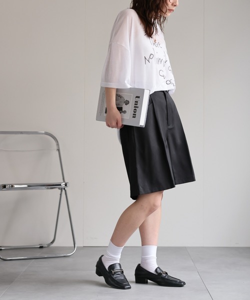ap retro(アプレトロ)の「【セットアップ対応】リネンタッチセンタープレスショートパンツ / ハーフパンツ(その他パンツ・レディース・グレイッシュベージュ/ネイビー/ブラック・FREE)」の11枚目の写真