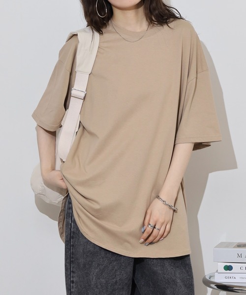FUNALIVE(ファンアライブ)の「Round hem oversized T-shirt / ラウンドヘム オーバーTシャツ unisex(Tシャツ/カットソー・メンズ・オフホワイト/杢グレー/ダークグリーン/ブラック/ベージュ/チャコール・M/L/XL)」の1枚目の写真