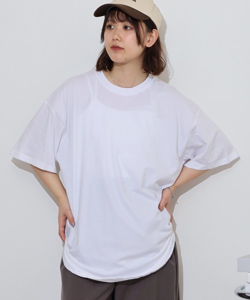 FUNALIVE(ファンアライブ)の「Round hem oversized T-shirt / ラウンドヘム オーバーTシャツ unisex(Tシャツ/カットソー・メンズ・オフホワイト/杢グレー/ダークグリーン/ブラック/ベージュ/チャコール・M/L/XL)」の8枚目の写真