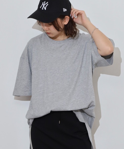 FUNALIVE(ファンアライブ)の「Round hem oversized T-shirt / ラウンドヘム オーバーTシャツ unisex(Tシャツ/カットソー・メンズ・オフホワイト/杢グレー/ダークグリーン/ブラック/ベージュ/チャコール・M/L/XL)」の12枚目の写真